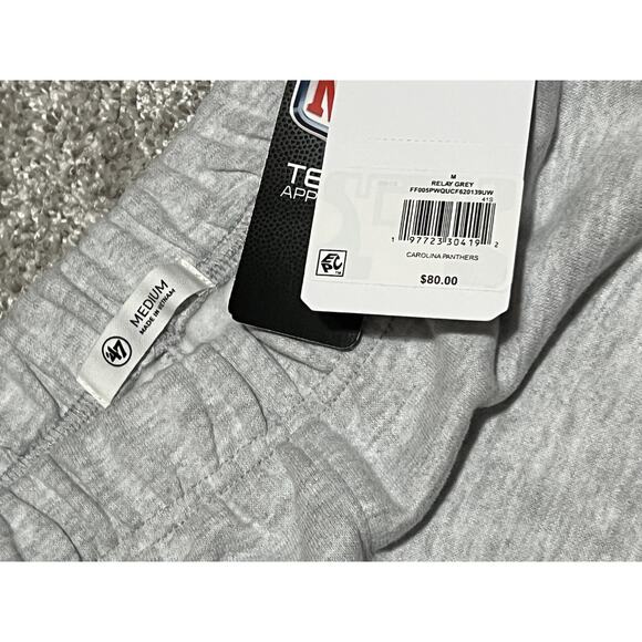NFL Brand 47 Carolina Panthers Sweatpants Mens Size M Gray Pockets NWT 80$ MSRP - Picture 6 of 6